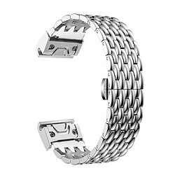 Bracelet en métal veine de dragon tissée avec boucle argent pour votre Garmin Fenix 5X 26mm