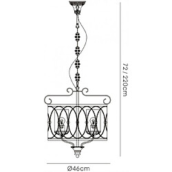 Avis Luminaire Center Suspension Malcolm Or noir 4 ampoules 72cm