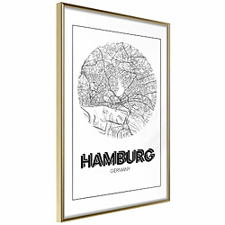 Paris Prix Affiche Murale Encadrée City Map Hamburg Round 20 x 30 cm Or