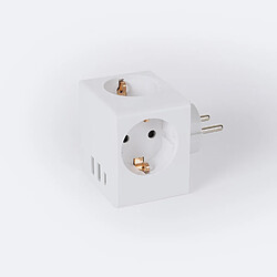 Avis Ledkia Adaptateur de prise Triple Type F Schuko 2 USB + 1 USB-C Blanc