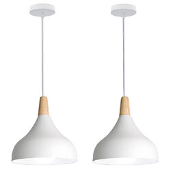 Stoex (2PCS)Lampe À Suspension Moderne Nordique Plafonnier D'Intérieur Lustre Minimaliste Abat-Jour en Métal, Blanc Pour Chambre À Coucher, Cuisine, E27