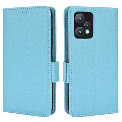 Etui en PU texture litchi, fermoir magnétique avec support, bleu clair pour votre Realme 9 Pro