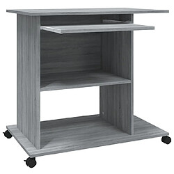 Avis Helloshop26 Bureau table poste de travail meuble d'ordinateur informatique étude d'ordinateur sonoma 80 x 50 x 75 cm bois d'ingénierie gris 02_0023764