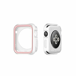 PHONECARE Coque Military Anti-Impact DoubleColor pour Apple Watch Series SE - 44mm - Blanc / rose