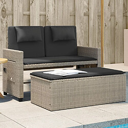 Maison Chic Banc inclinable de jardin et coussins | Banc d'extérieur | Chaise gris clair résine tressée -GKD93313