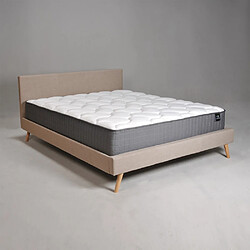 Le Quai Des Affaires Lit FJORD 160x200 tissu + 1 sommier + 1 matelas CARLTON / Beige