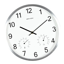 Acheter minimaliste non-coutil quartz horloge murale thermomètre hygromètre argent