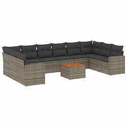 Maison Chic Salon de jardin 11 pcs avec coussins | Ensemble de Table et chaises | Mobilier d'Extérieur gris résine tressée -GKD21173