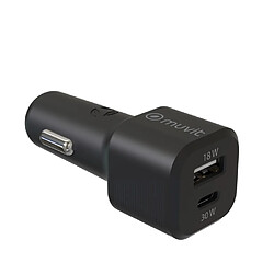 Muvit Chargeur Voiture Allume cigare PD USB-C 30W - QC 3.0 USB-A 18 W Noir