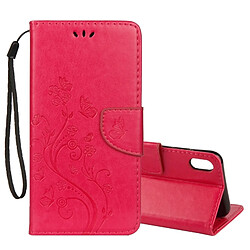 Wewoo Housse Étui à rabat horizontal avec motif papillon en relief fente pour cartes, porte-monnaie & lanière iPhone XR Magenta