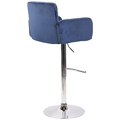 Avis Decoshop26 Tabouret de bar pivotant en velours bleu et métal chromé avec accoudoirs repose-pieds et dossier TDB10648