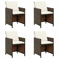 Maison Chic Lot de 4 Chaises de jardin,Fauteuil d'extérieur avec coussins Résine tressée Marron -MN29839