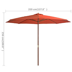 Acheter vidaXL Parasol d'extérieur avec mât en bois 350 cm Terre cuite