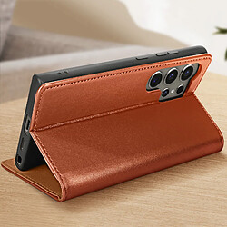 Acheter Avizar Housse pour Samsung Galaxy S24 Ultra Cuir Véritable Porte-carte Marron Clair