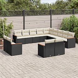 Maison Chic Salon de jardin avec coussins 13 pcs, Ensemble Tables et chaises de jardin, noir résine tressée -GKD970658