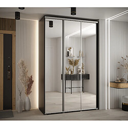 Abiks Meble Armoire à portes coulissantes Davos 2 H235.2 x L150 x P45 3 portes coulissante (Noir/Noir/Argent)