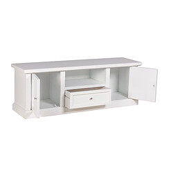 EPIKASA Meuble TV Luisa, Blanc, Bois, 147x40x52 cm