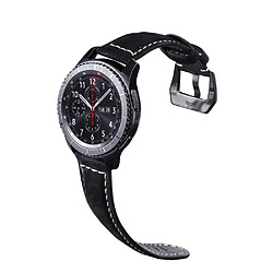 Avis Bracelet en cuir véritable 22mm universel mat/noir pour votre Samsung Gear S3 Classic/Frontier etc