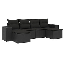 Maison Chic Ensemble Tables et chaises d'extérieur 6pcs avec coussins,Salon de jardin noir résine tressée -GKD934160