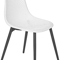 JardiLINE Chaise en aluminium et assise en résine Malte (Lot de 2) noir et blanc.