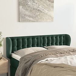 Maison Chic Tête de lit scandinave avec oreilles,meuble de chambre Vert foncé 147x23x78/88 cm Velours -MN85161