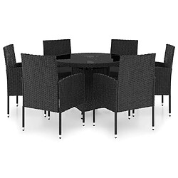 Maison Chic Ensemble de salle à manger de jardin 7 pcs,Table et chaises d'extérieur pour relax Résine tressée Noir -GKD542713