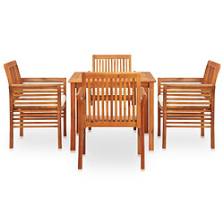 Maison Chic Mobilier à dîner 5 pcs de jardin - Ensemble table et chaises d'extérieur - Salon/Mobilier de jardin classique et coussins Acacia solide -MN22037