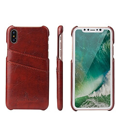 Wewoo Etui en cuir Fierre Shann Retro Oil en cire PU pour iPhone X / XS, avec emplacements pour cartes (brun)