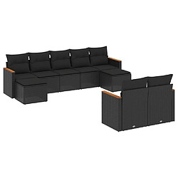 Maison Chic Salon de jardin 9 pcs avec coussins | Ensemble de Table et chaises | Mobilier d'Extérieur noir résine tressée -GKD40984