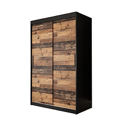 Abiks Meble Armoire Old St T à portes coulissantes 200/120/62 2 portes (noir/marron)