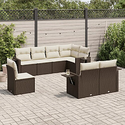 Maison Chic Ensemble Tables et chaises d'extérieur 8 pcs avec coussins,Salon de jardin marron résine tressée -GKD333785