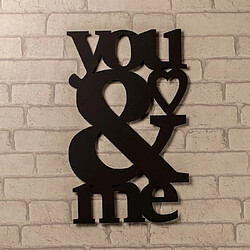 HOMEMANIA Décoration Murale You&Me - Art Mural - pour Séjour, Chambre - Noir en Acier, 29 x 0,15 x 49 cm