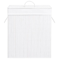 Avis vidaXL Panier à linge avec 2 sections bambou blanc 100 L