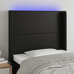 Maison Chic Tête de lit scandinave à LED,meuble de chambre Noir 93x16x118/128 cm Similicuir -MN85170