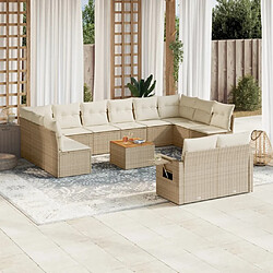 Maison Chic Salon de jardin avec coussins 13 pcs, Ensemble Tables et chaises de jardin, beige résine tressée -GKD217421