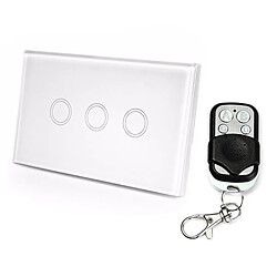 Wewoo Interrupteur sans fil blanc 120mm Verre Trempé Panneau Mural Smart Home Light 2 Boutons tactile avec Télécommande RF433, AC 110V-240V