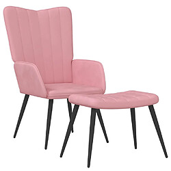 vidaXL Chaise de relaxation avec tabouret Rose Velours