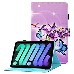 Etui en PU ligne de couture avec support papillons pour votre Apple iPad mini (2021)