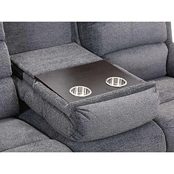 Acheter Vente-Unique Canapé 3 places relax électrique avec tablette en tissu anthracite NEVERS