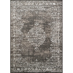 Thedecofactory VERDIO MEDAILLON - Tapis vintage motif medaillon en relief noir 160x230