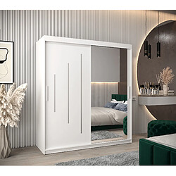 Abiks Meble Armoire YORK 2 À Portes Coulissantes 200/180/62 2 Portes (Blanc/Blanc)