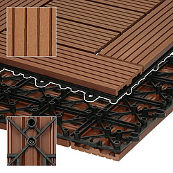 Avis ECD Germany WPC Carreaux de Terrasse 30x30 cm - 22 Pièces par 2m² - avec Aspect Mosaïque - Marron Clair - Dalles avec Système de Drainage - pour Patio Jardin Piscine - Carreaux de Sol Extérieur