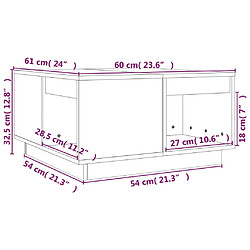 vidaXL Table basse Marron miel 60x61x32,5 cm Bois massif de pin pas cher