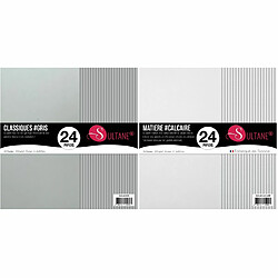 Sultane A 48 papiers Scrapbooking Calcaire + Gris - 300g/ m²