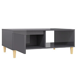 Maison Chic Table basse,Table Console Table d'appoint, Table pour salon Gris brillant 90x60x35 cm Aggloméré -MN64045 pas cher