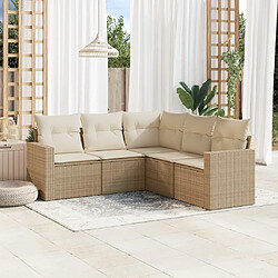 Maison Chic Salon de jardin avec coussins 5 pcs | Ensemble de Table et chaises | Mobilier d'Extérieur beige résine tressée -GKD68637