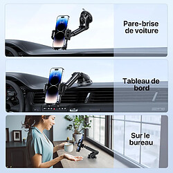 Jaym Support de Voiture pour Smartphone avec Bras Télescopique et Fixation Ventouse Noir