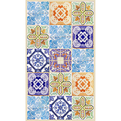 Alter Tapis de bain, 100% Made in Italy, Tapis antitache avec impression numérique, Tapis antidérapant et lavable, Modèle Maiolica - Abby, cm 90x52