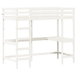 Vidaxl Lit superposé avec bureau blanc 90x190 cm bois de pin massif