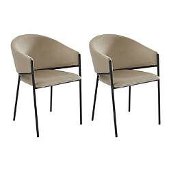 Lot de 2 chaises avec accoudoirs en velours et métal noir - Beige - ORDIDA de Pascal MORABITO